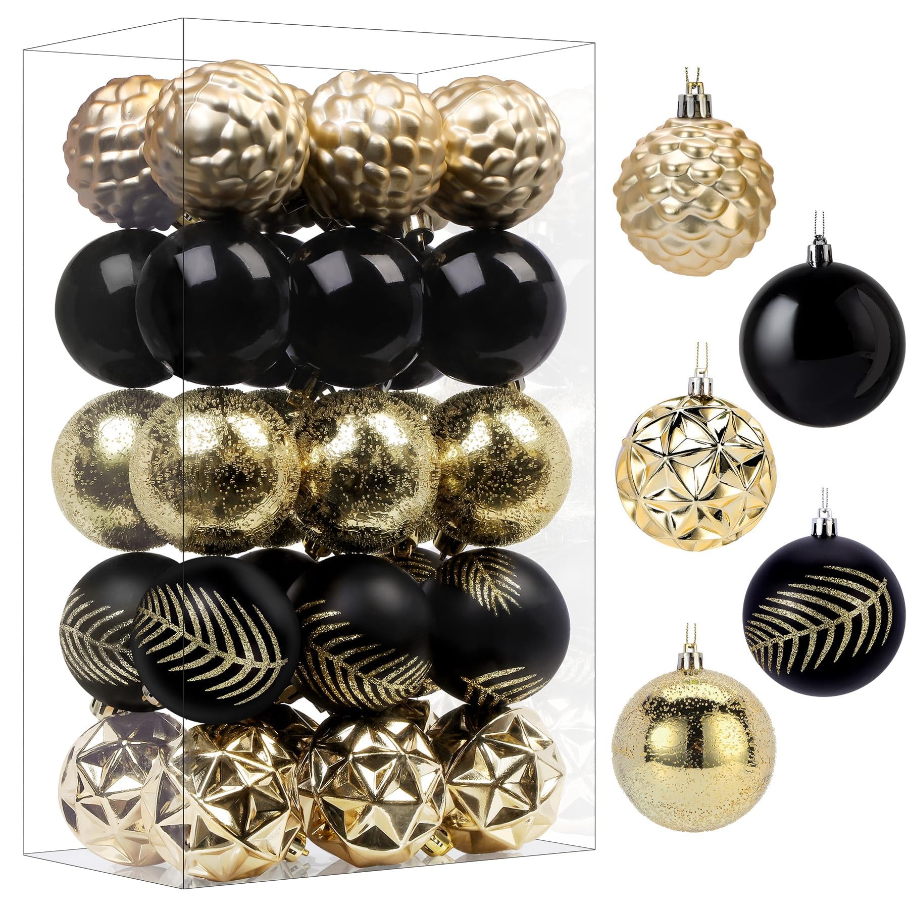 30ct 2.36 Inch Red & Gold Christmas Tree Balls Ornaments, 60mm