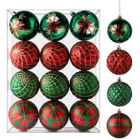 SHareconn 12-30ct 2.36-3.15 Inch Christmas Tree Balls Ornaments, Colored Shatterproof Plastic Decorative Baubles for Xmas Tree Decor Holiday Party Wedding Decoration