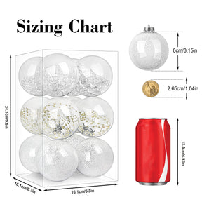SHareconn 80MM/3.15" Clear Christmas Balls Ornaments,12PCS Shatterproof Plastic Decorative Baubles for Xmas Tree Decor Holiday Party Wedding Decoration